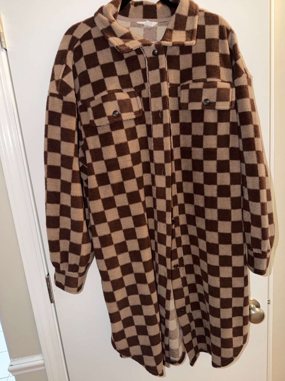 Ascot and Hart brown checkered shacket